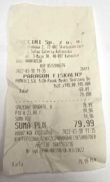 NOWY pasek skórzany z etykietą