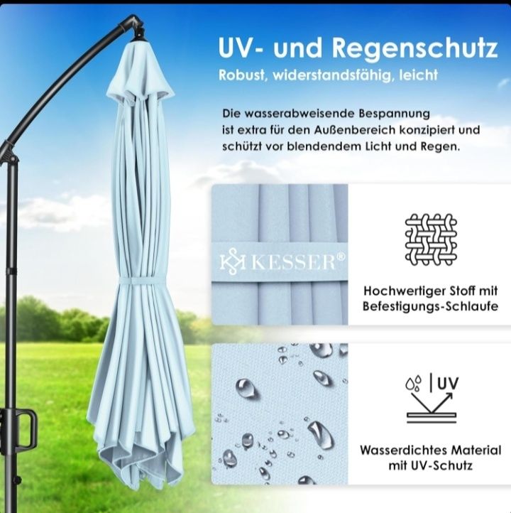Parasol ogrodowy 300cm LED