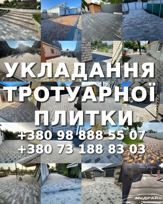 Укладання тротуарної плитки та бруківки, укладка тротуарной плитки ФЕМ