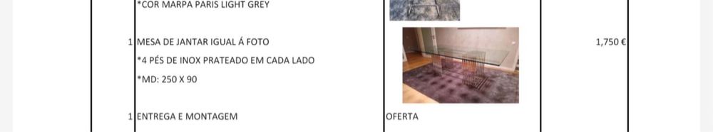 mesa de jantar pes em inox 250x90