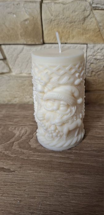 Świeca sojowa. Z Mikołajem. Rękodzieło