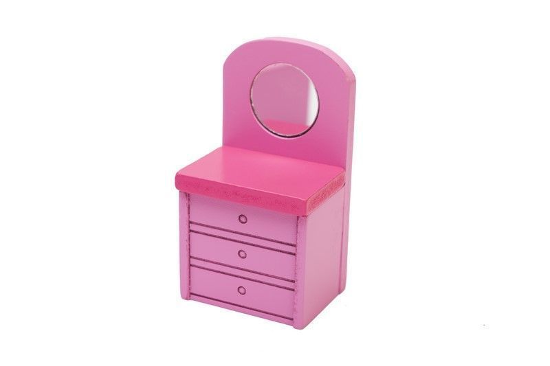 Drewniane mebelki zestaw do domku dla lalek różowe