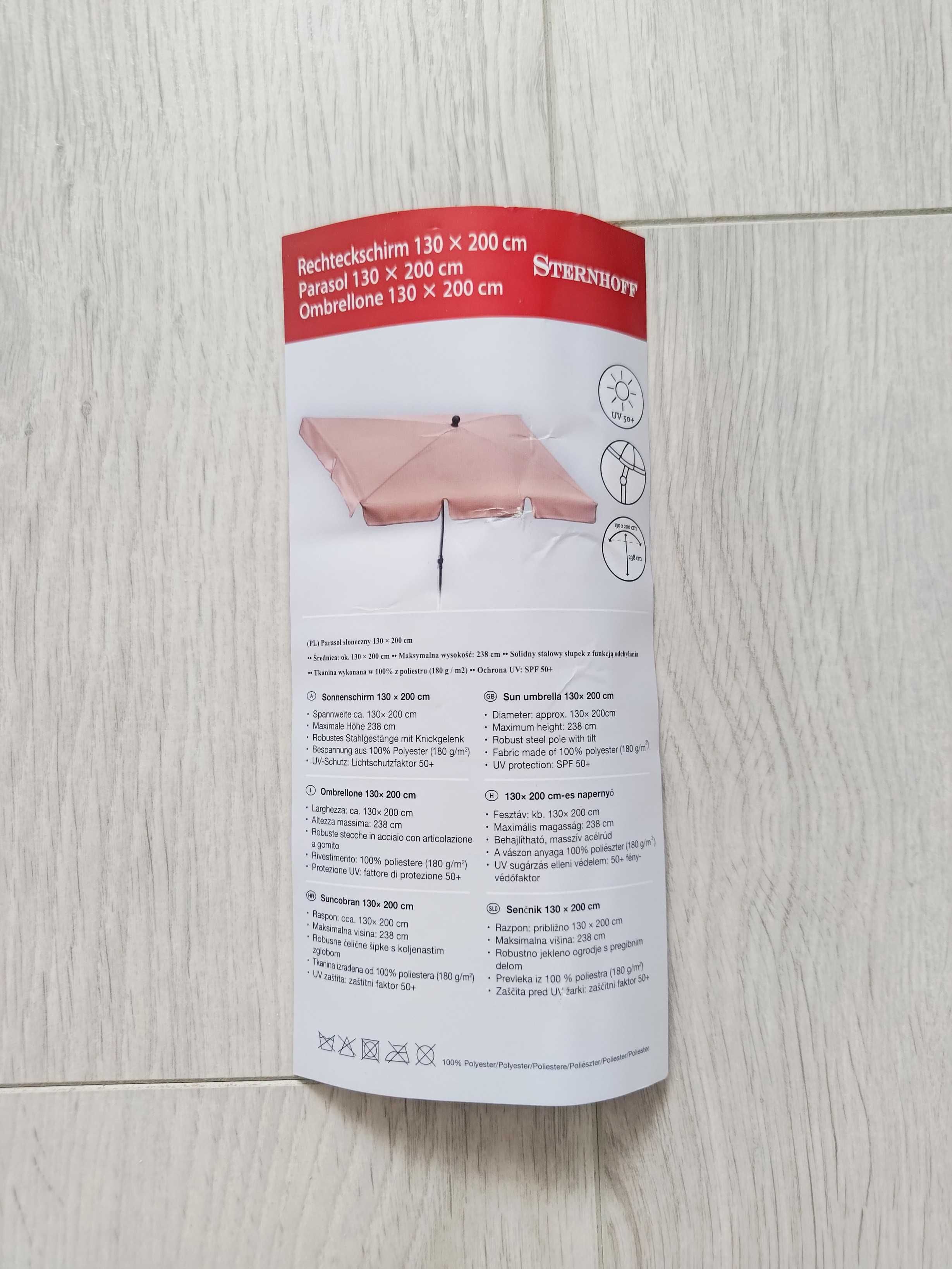 Sternhoff parasol balkonowy łamany UV prostokątny wodoodporny 200x130