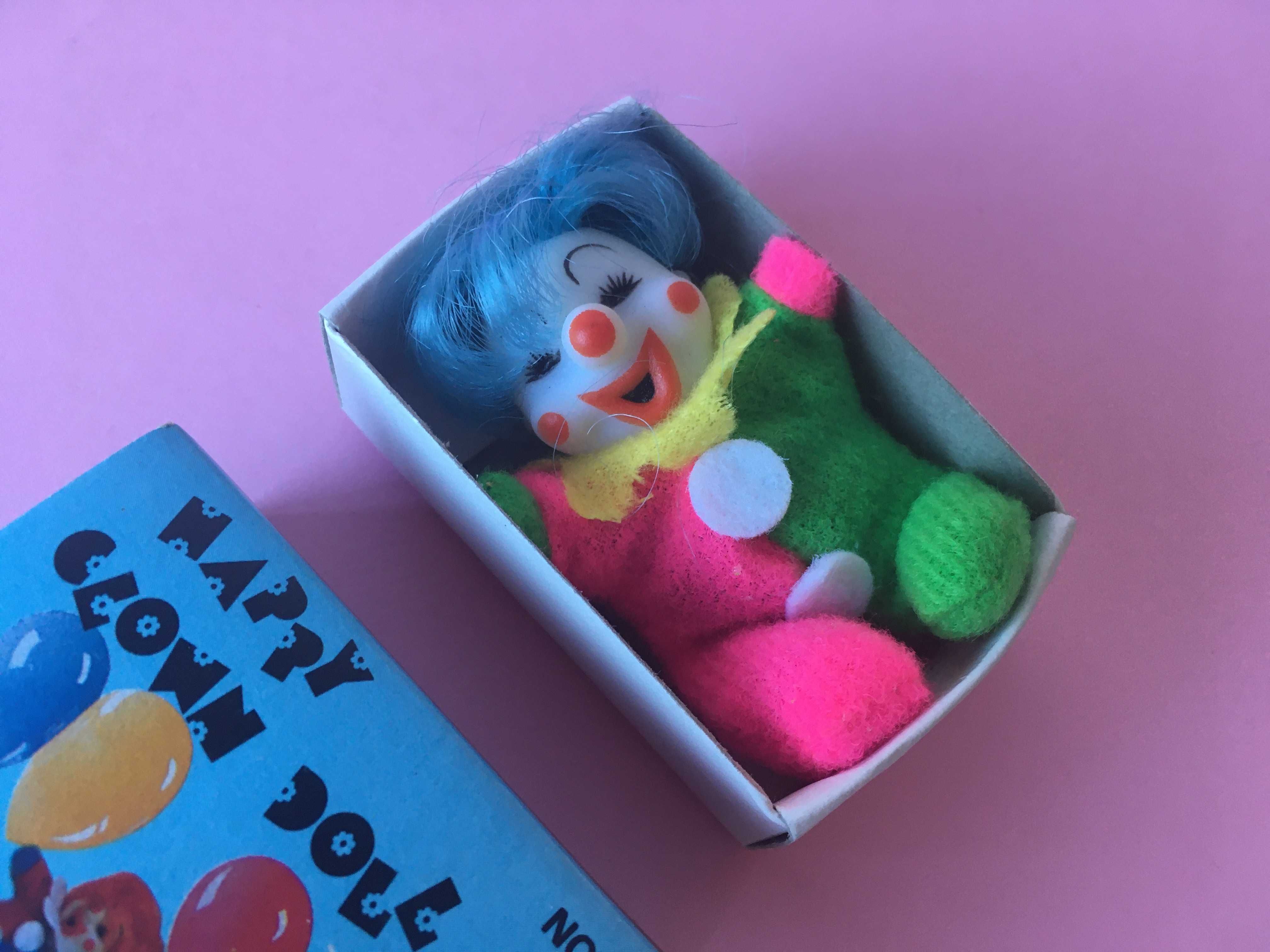 Happy Clown Matchbox Doll Bean Palhaço em Caixa Fósforo 80's novo