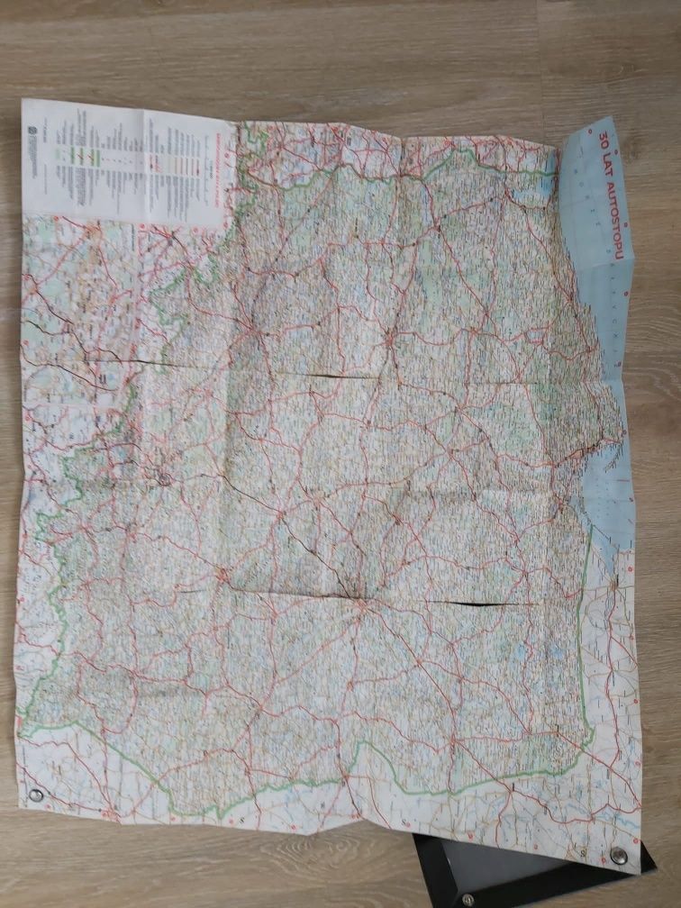 Mapa samochodowa Prl Polski składana w etui