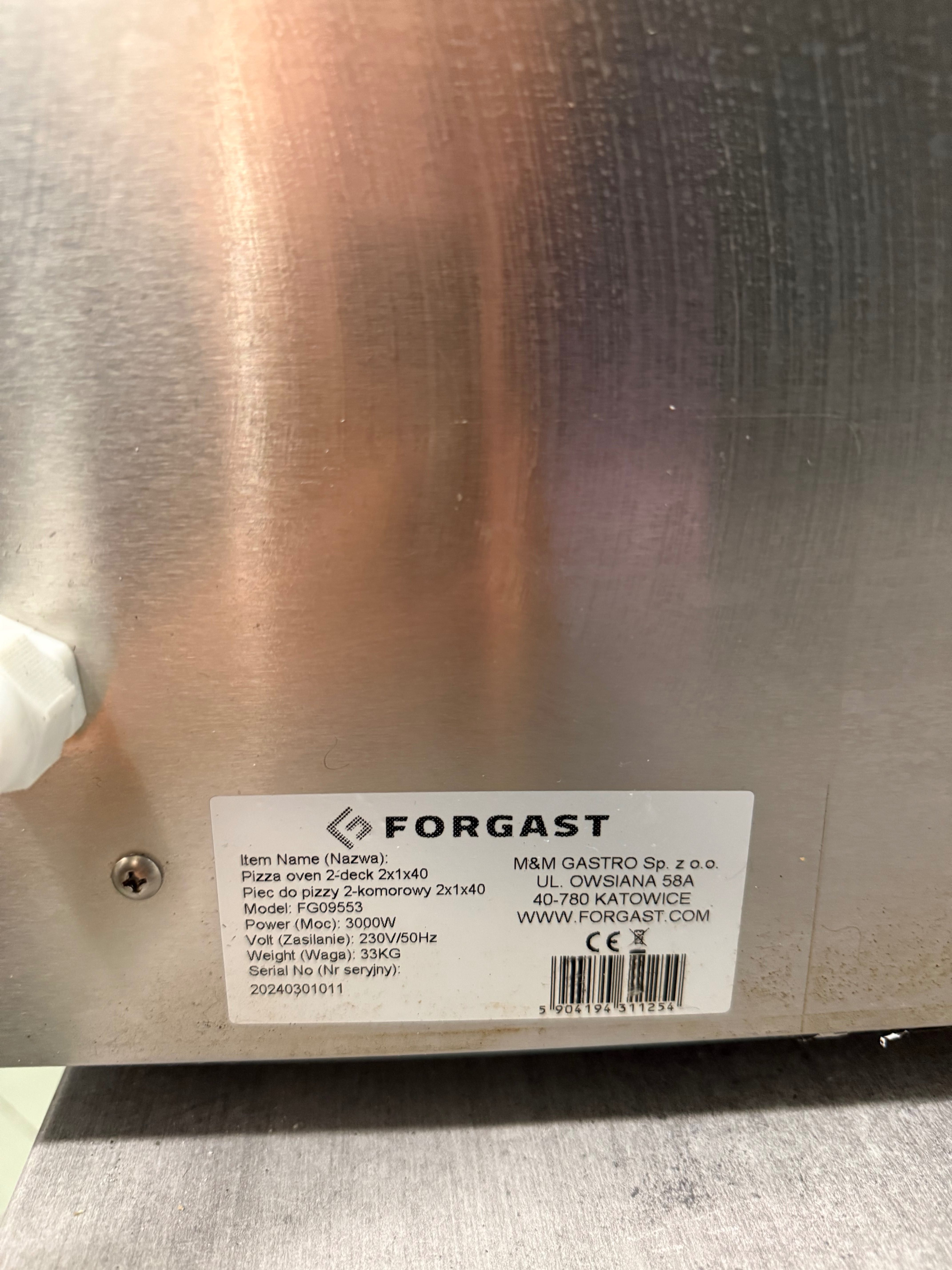 Piec do pizzy Forgast 2-komorowy 2x40cm 3000W