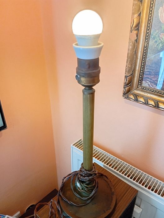 Stara lampka mosiężna z abażurem