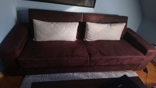 sofa z funkcją spania + fotel + pufa