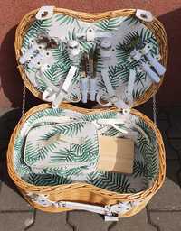 Koszyk piknikowy wiklinowy z wyposażeniem + GRATIS