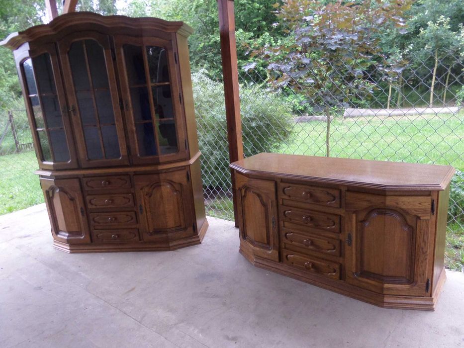 Piękny masywny dębowy kredens witryna FLANDERN stan bdb WYSYŁKA DOWÓZ
