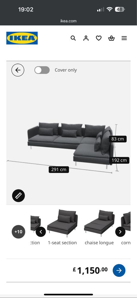 Sofá soderhamn de canto de 4 secções IKEA, em bom estado.