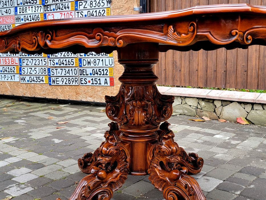 Вінтажний Дубовый обеденный стол резьба Барокко  Бельгия