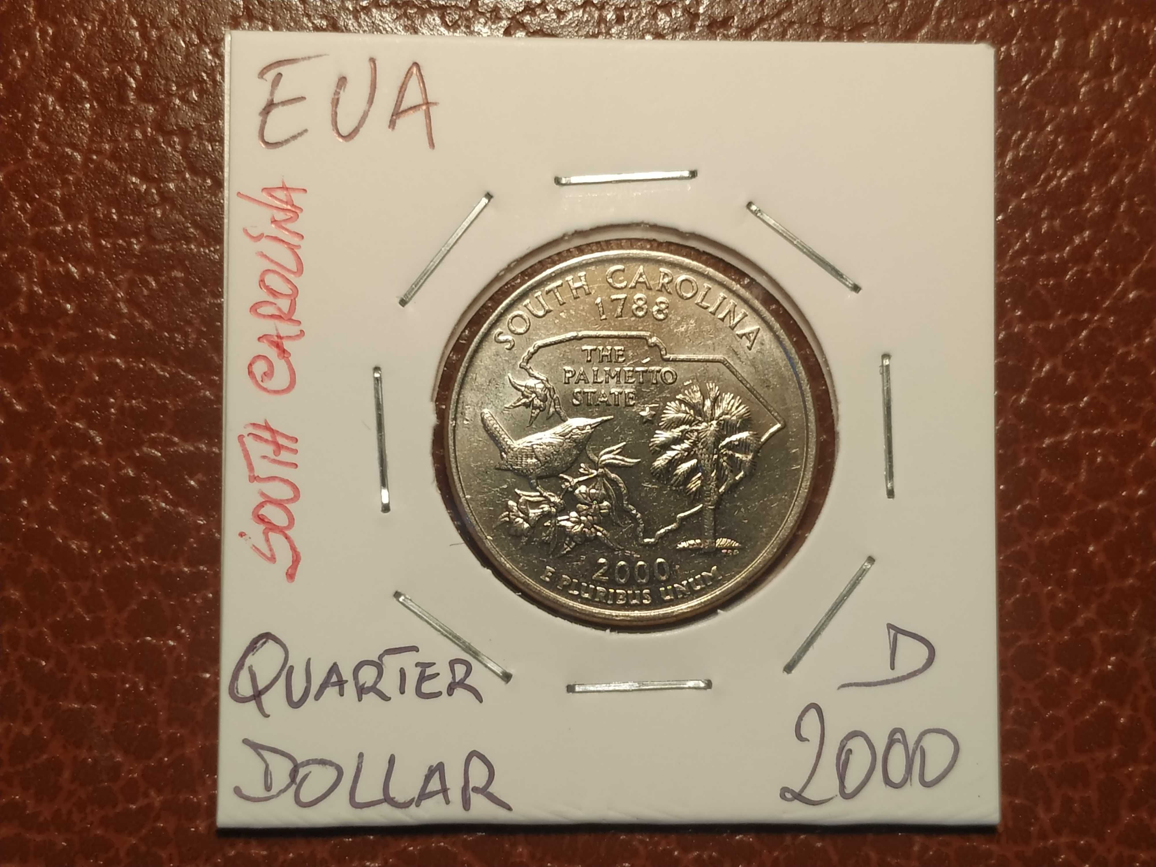 54 EUA - moeda de 1/4 de dólar de 2000 D South carolina