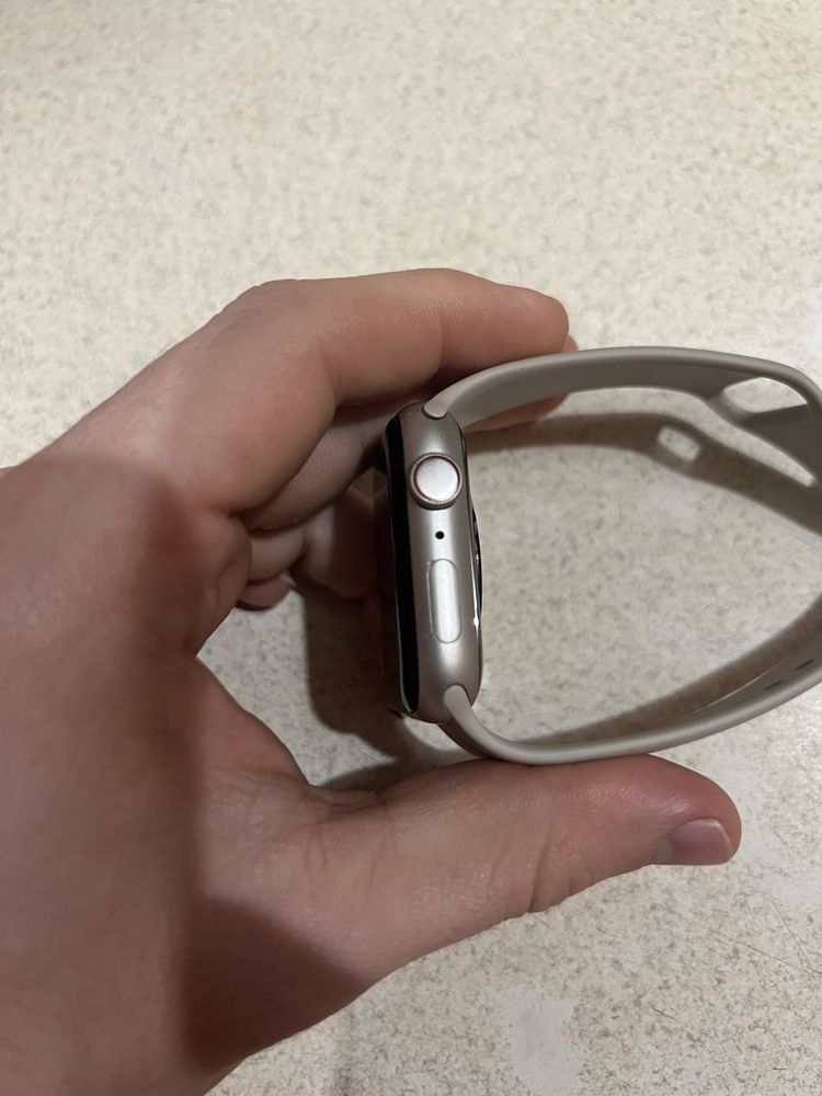 Oryginalny Apple Watch 7 45mm GPS+Cellular LTE Srebrny, BATERIA 100%
