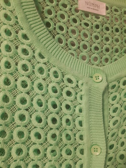 Sweter na guziki azurkowy kardigan do sukienki mieta  Numph r m