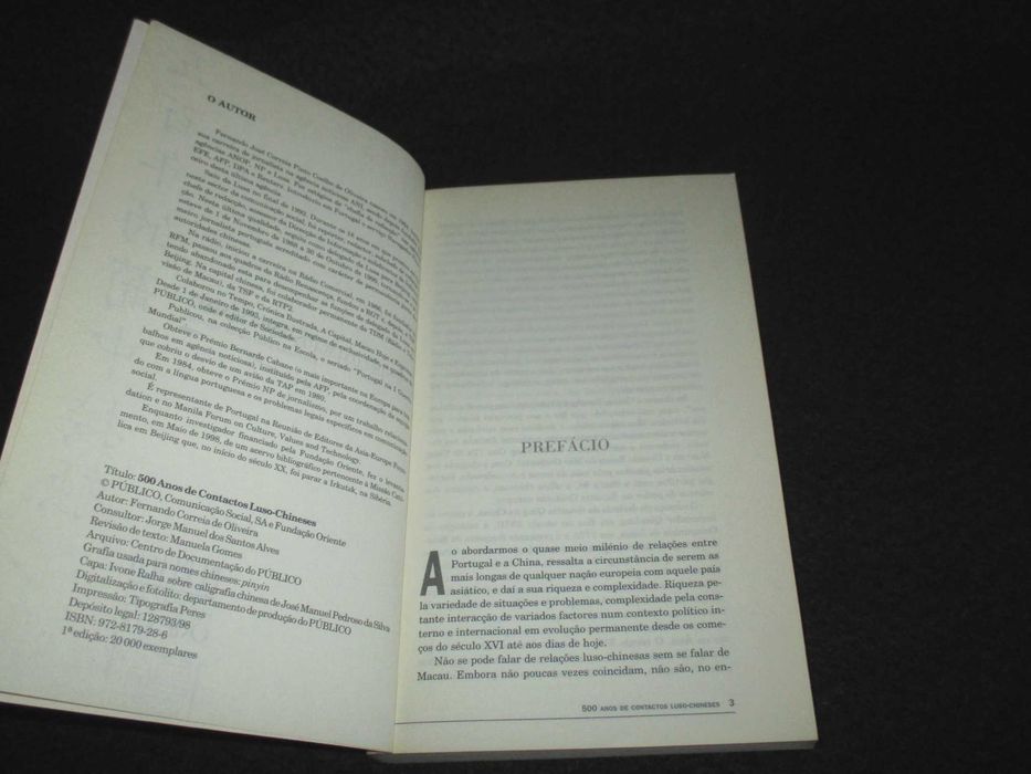 Livro 500 Anos de Contactos Luso-Chineses Fernando Correia de Oliveira