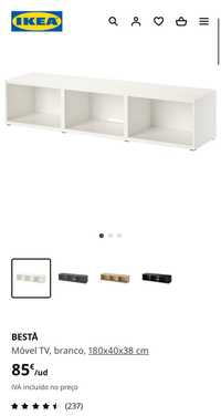 Móvel TV Branco BESTA IKEA - Como Novo