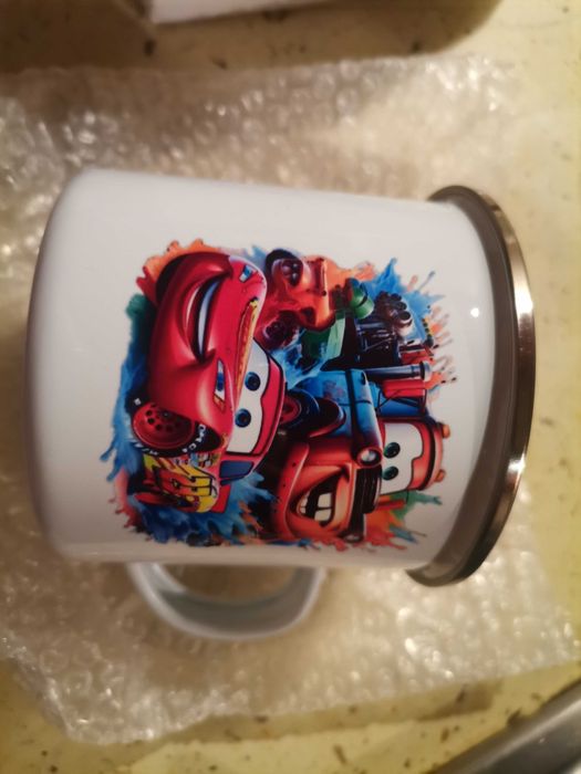 Kubek emaliowany zygzak i złomek nadruk kolor nowy