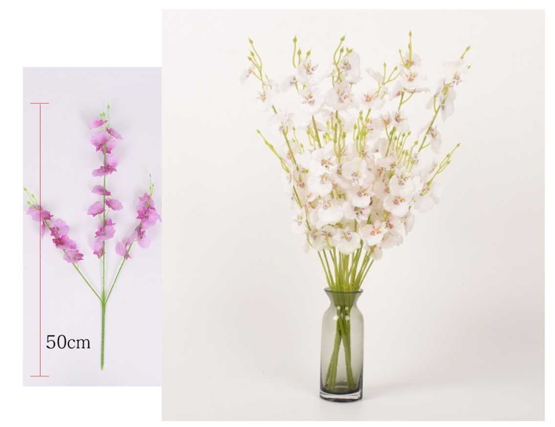 GAŁĄZKA orchidea kwiat storczyk sztuczna biała 50 cm