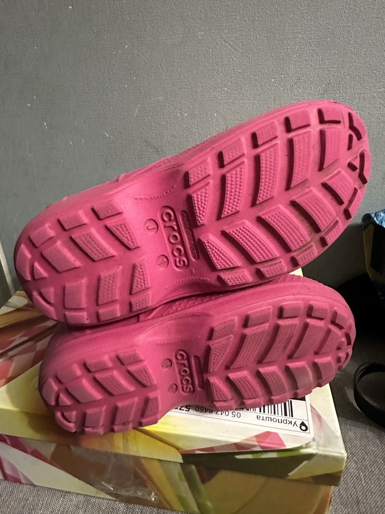 Сапоги чобітки дитячі Crocs рожеві дитячі J1 рожеві