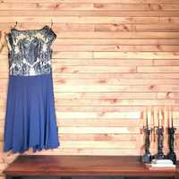 Granatowa sukienka z ażurowym wzorem - EMOI r. 42  XL