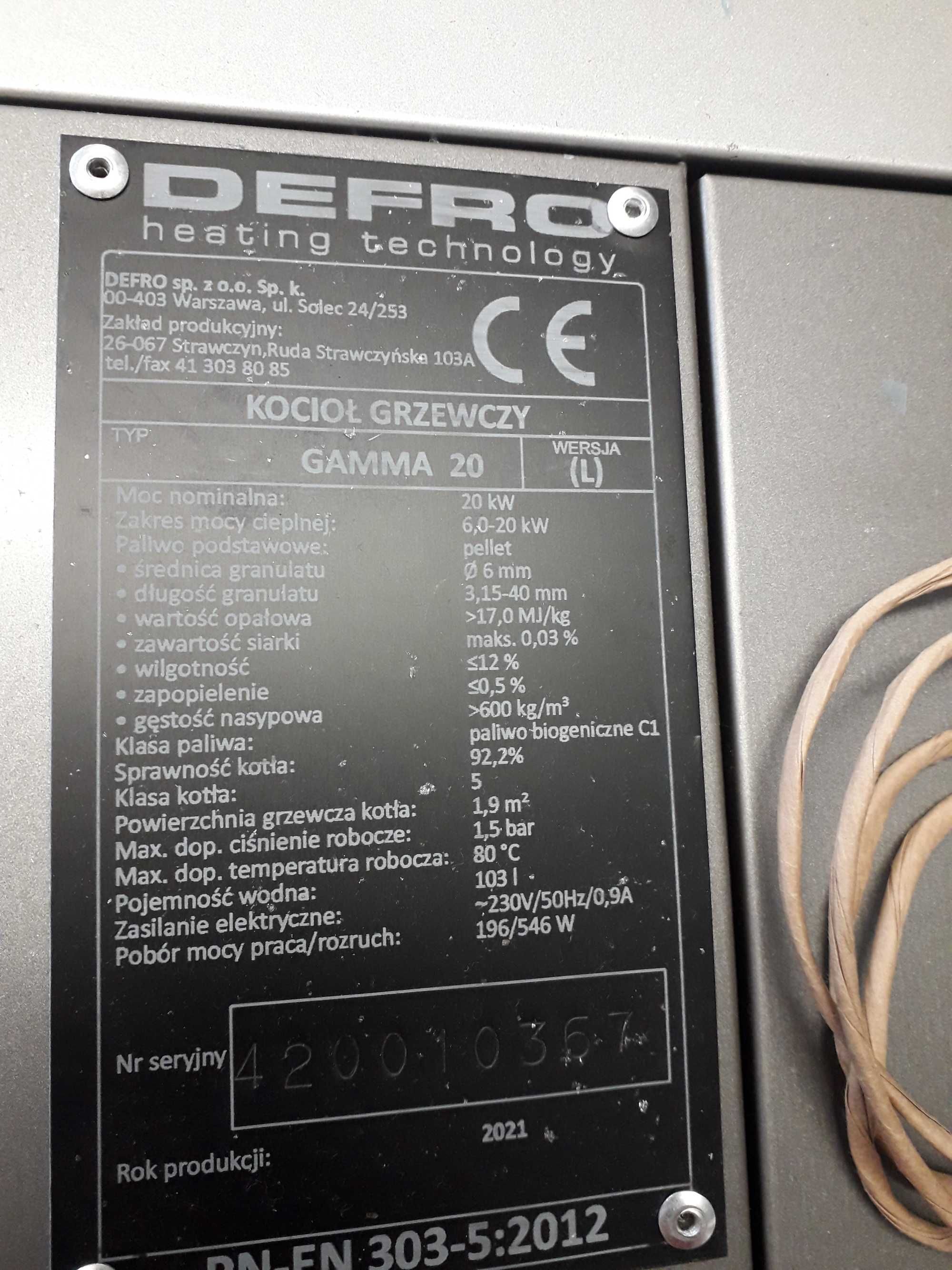 Kocioł DEFRO Gamma na pellet 20kW