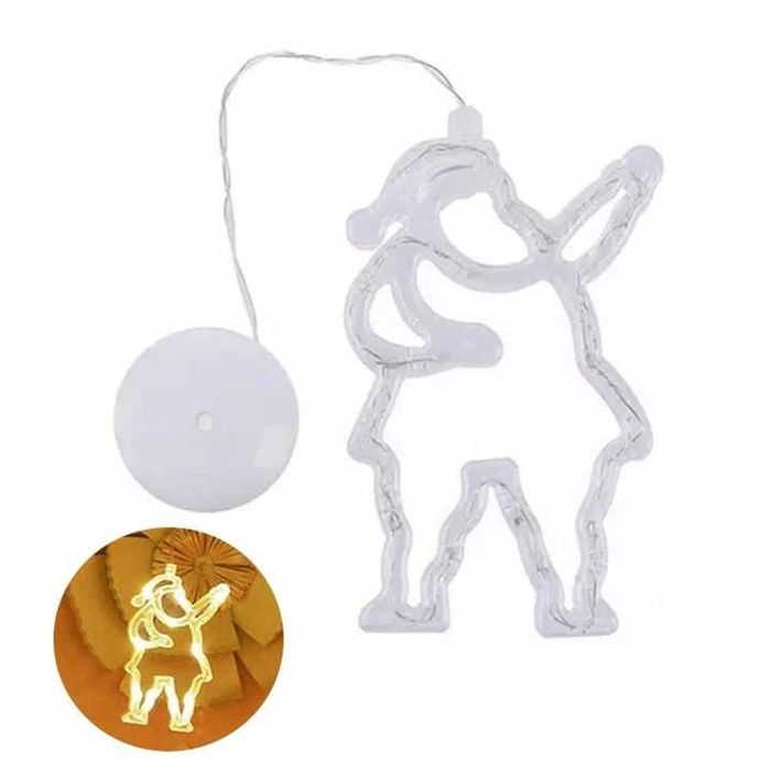 Dekoracja w okno świecąca LED MIKOŁAJ