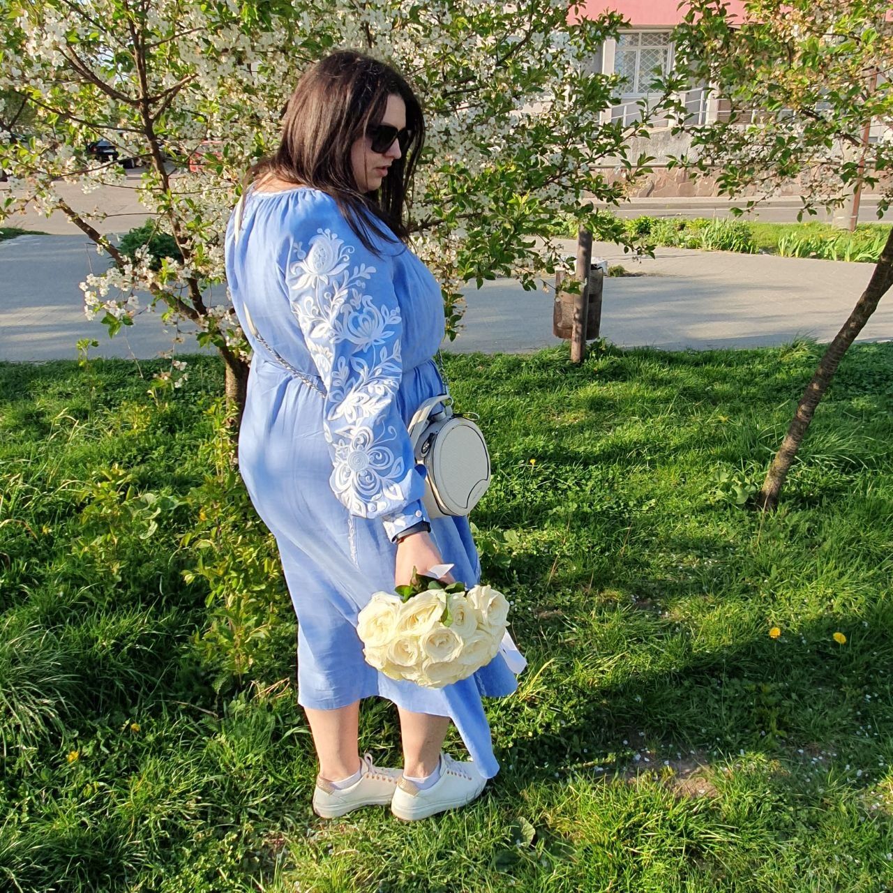 Плаття вишиванка, сукня, голубе вишите з білим