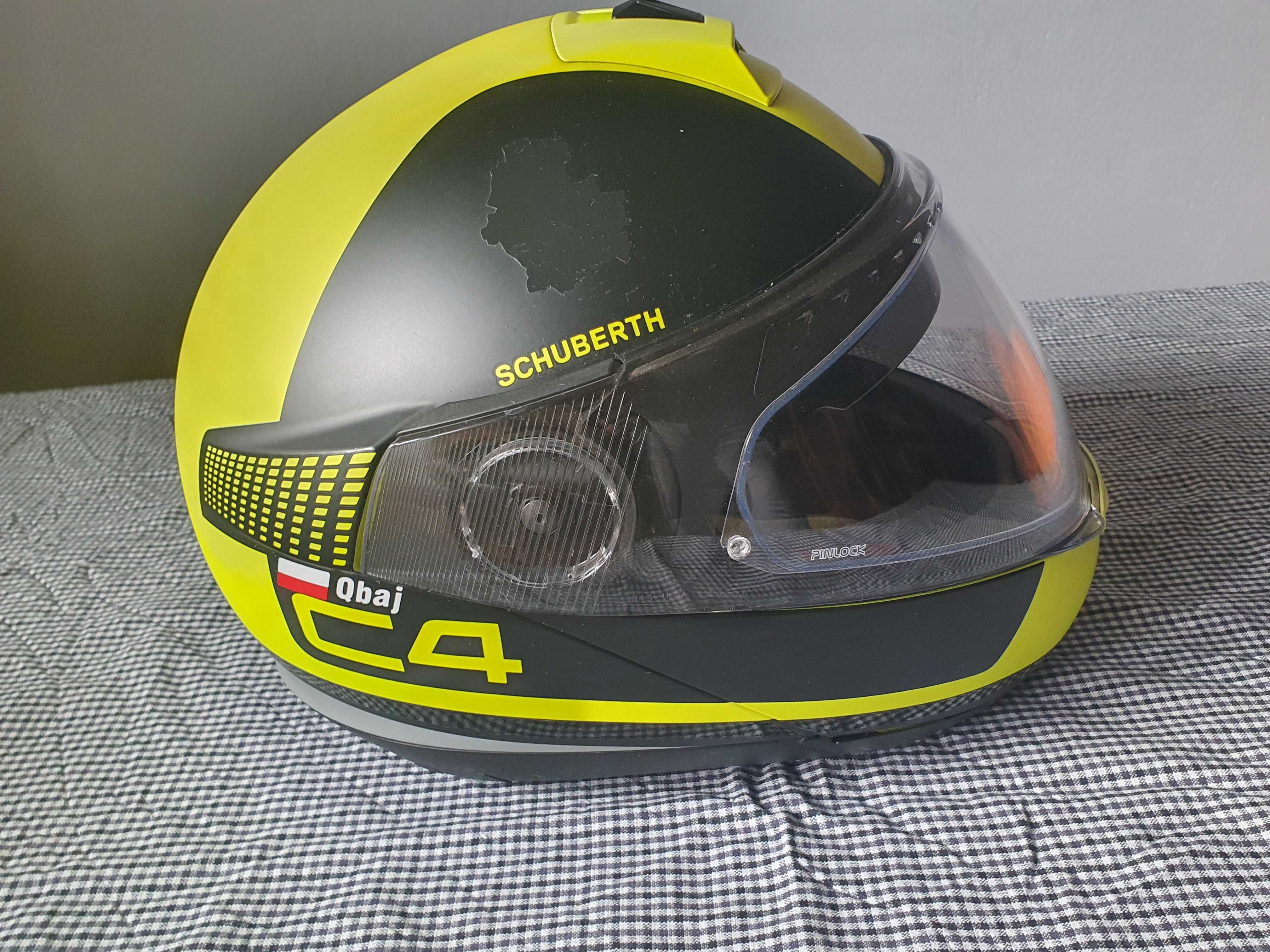 Kask Schuberth C4, interkom SC1, szyba, wysciółka, kołnierz, fluo M