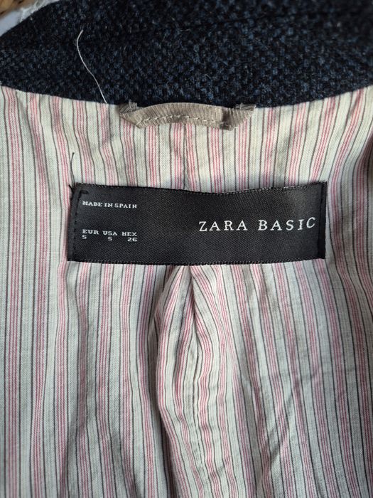 Granatowa marynarka damska wełniana żakiet Zara Basic S