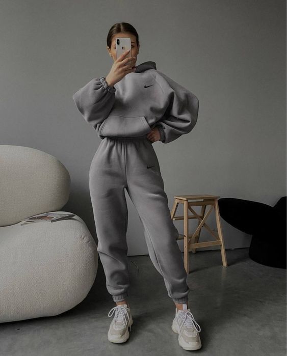 Женский костюм Nike на флисе худи+штаны 42-44-46 Зимний кофта оверсайз