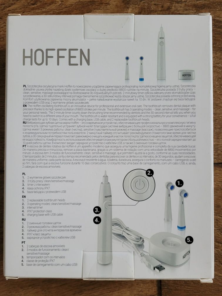 Nowa szczoteczka oscylacyjna, akumulatorowa, 8800 ruchów/min., Hoffen