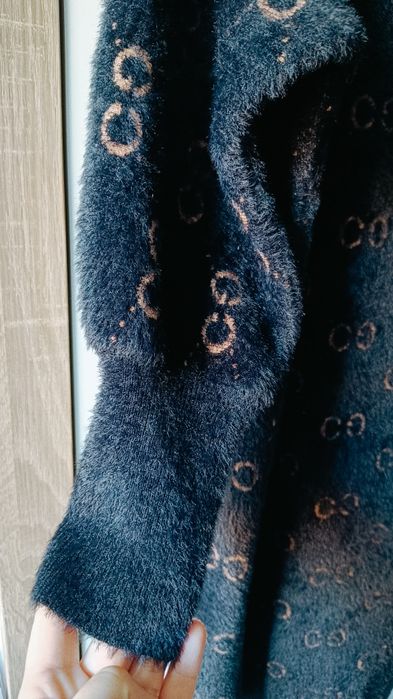 Narzutka alpaka bez czerń elegancka guzik