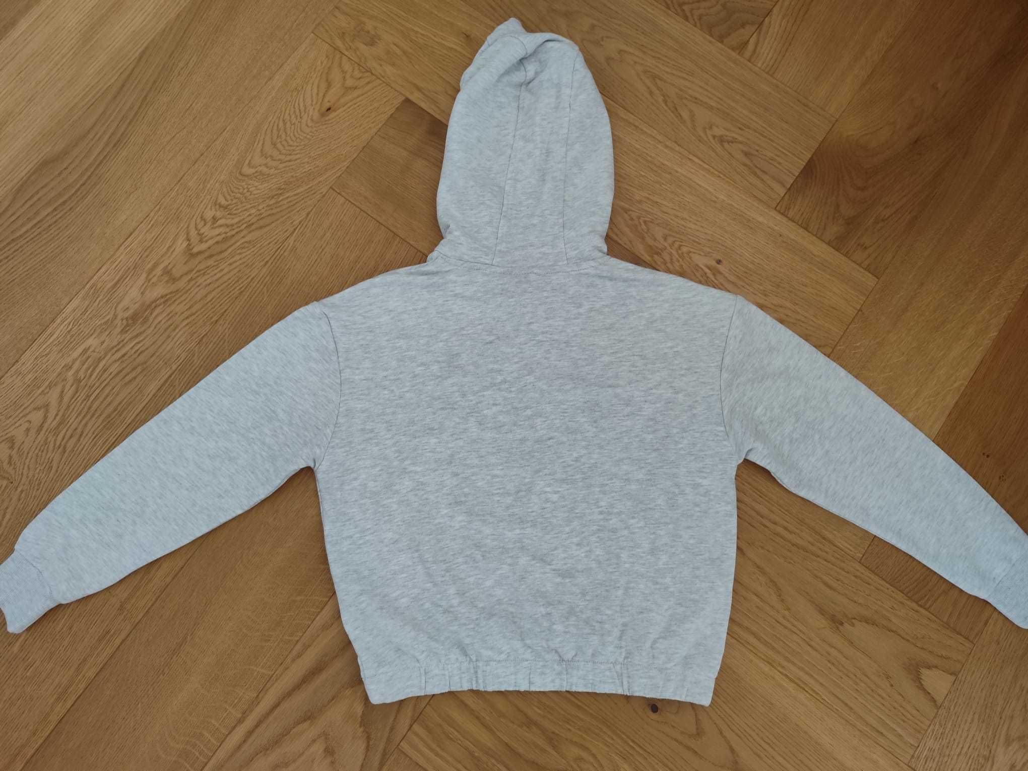Nowa dziewczęca szara bluza z kapturem 146 152 hoodie