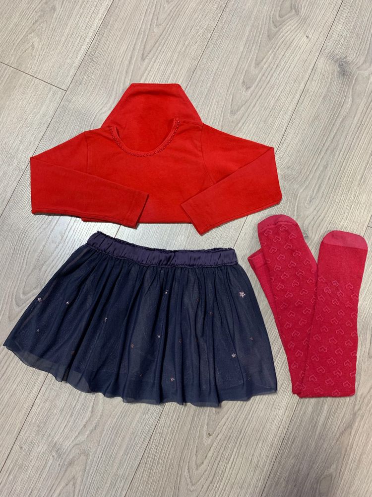 Детский набор ZARA на девочку 3-5 лет: фатиновая юбка и боди +колготки