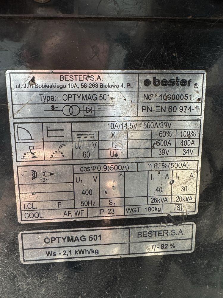 Bester OPTYMAG 501 migomat automat spawalniczy spawarka puls
