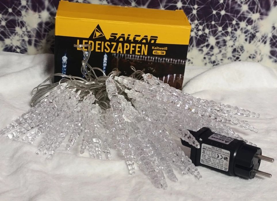 Łańcuch świetlny LED Sople lodu 40 lampek 10 m Zimna biel (6000 K)