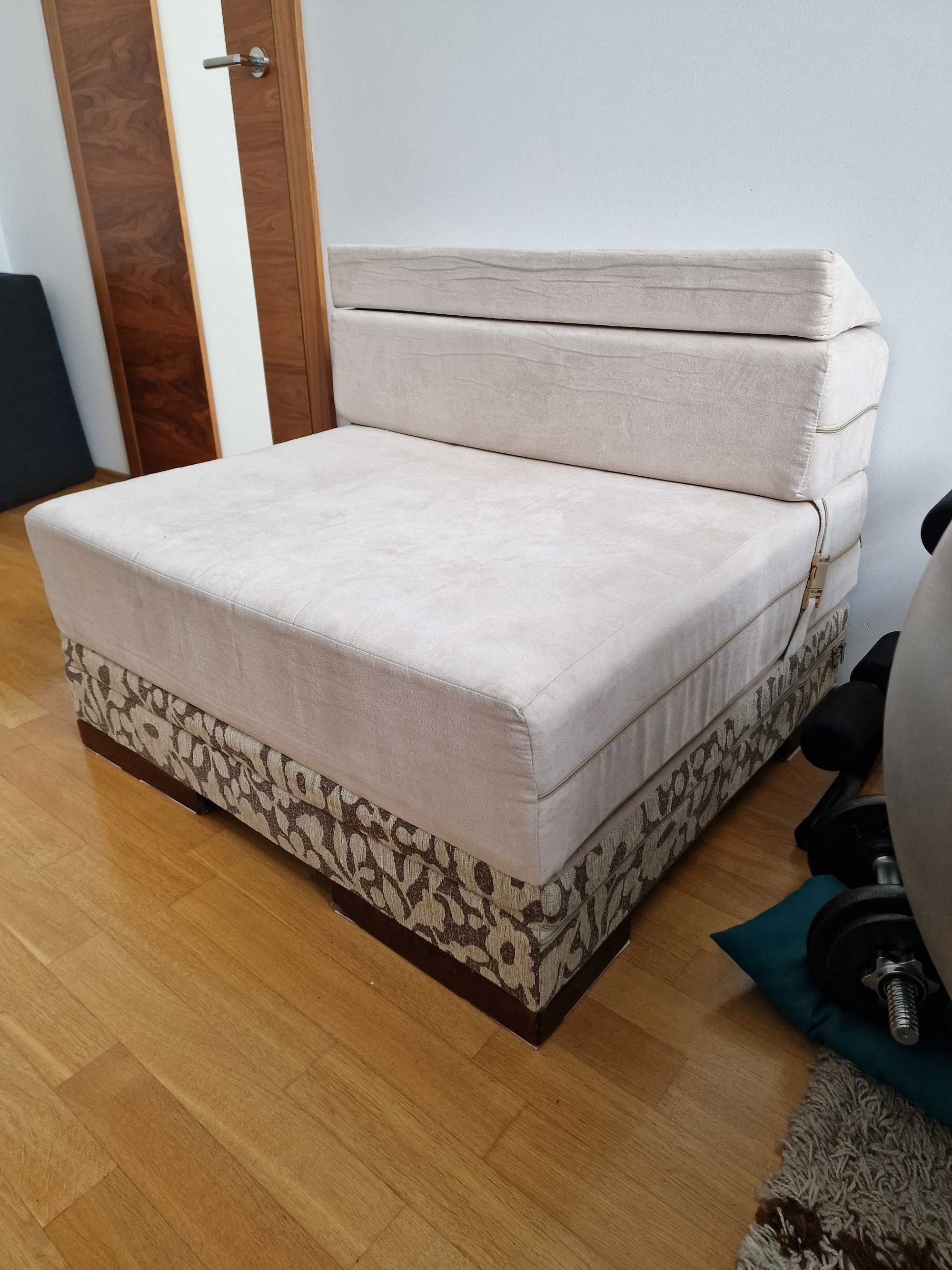 Sofa beżowa rozkładana 80x90 cm - nowa