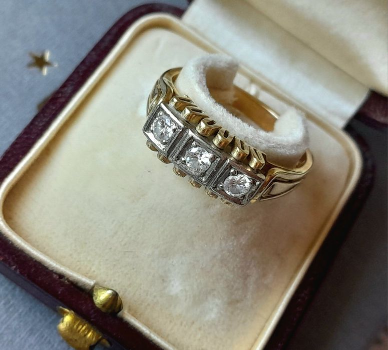 R.18 Pierścionek 5.2g Art Deco Brylanty 0.3ct WYCENA