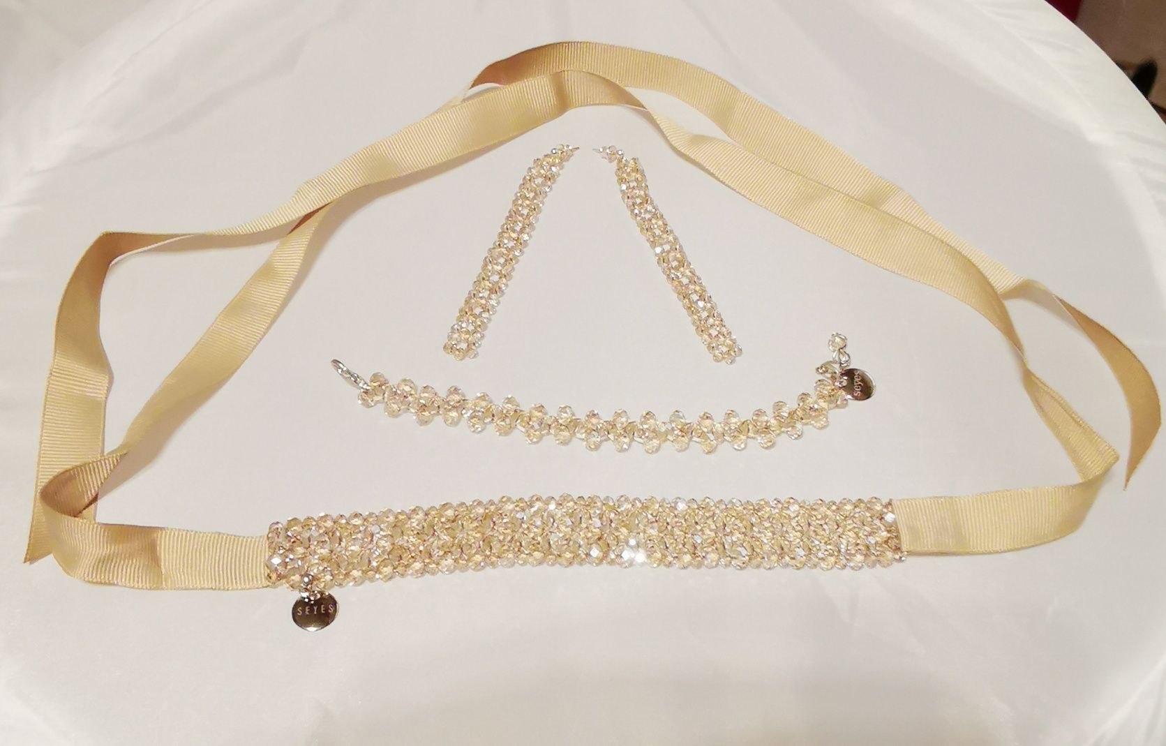 Zestaw biżuterii z kryształów choker bransoletka kolczyki