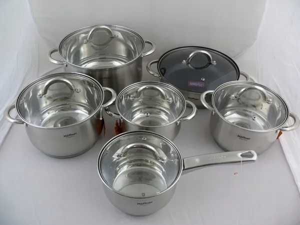 ZESTAW Garnków 12 el stal nierdzewna 5-warstwowe dno indukcja + gaz