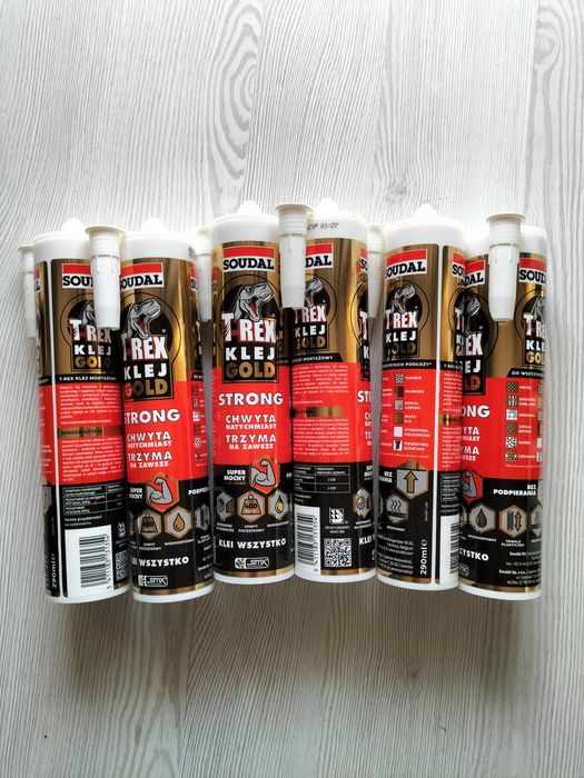 Klej montażowy polimerowy Soudal T-rex  290ml 5 sztuk + 1 gratis .