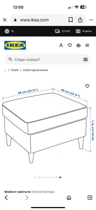 Fotel uszak wraz z podnóżkiem