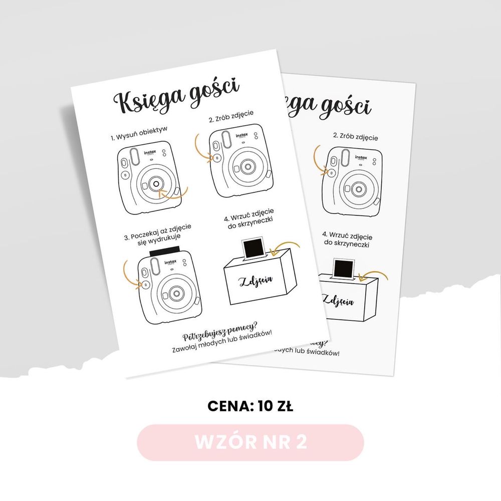 Instrukcja do aparatu INSTAX ślub Wesele Księga gości