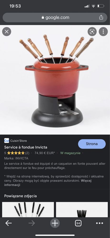 Zeliwny zwstaw do fondue goracej czekolady France Invicta
