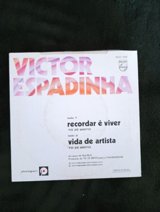 Vinil Victor Espadinha – Recordar É Viver Vida d Artista Portugal 1978