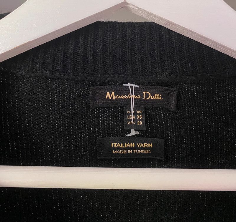 Massimo Dutti pudełkowy sweter w paski kaszmir wełna xs s 34 36 wool
