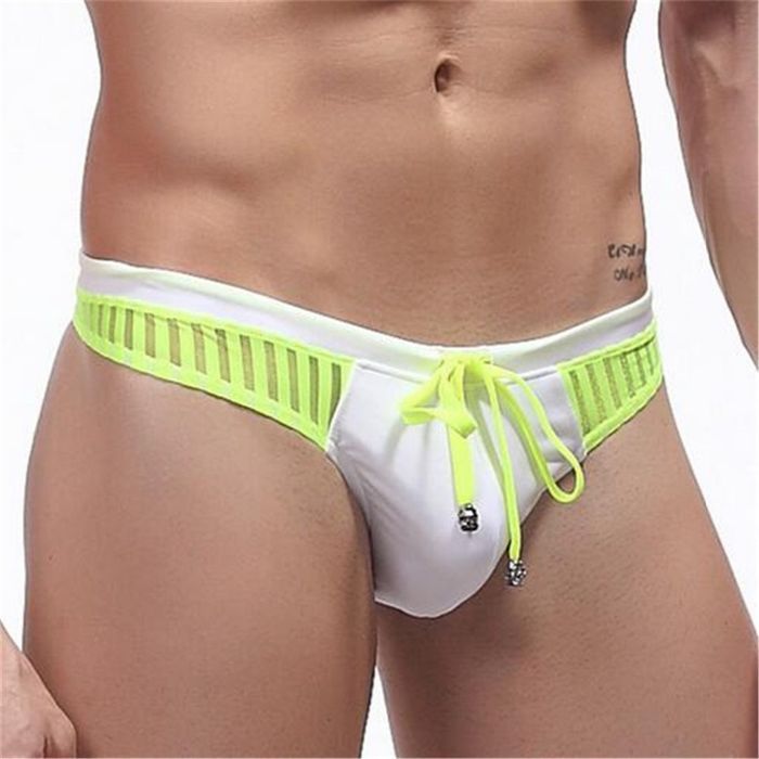 Neonowe Męskie Kąpielówki Stringi z Czaszkami - S