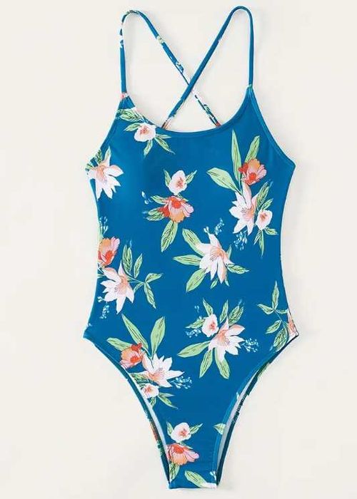 Jednoczęściowy Strój Kąpielowy Turkusowy w Lilie rozmiar XL