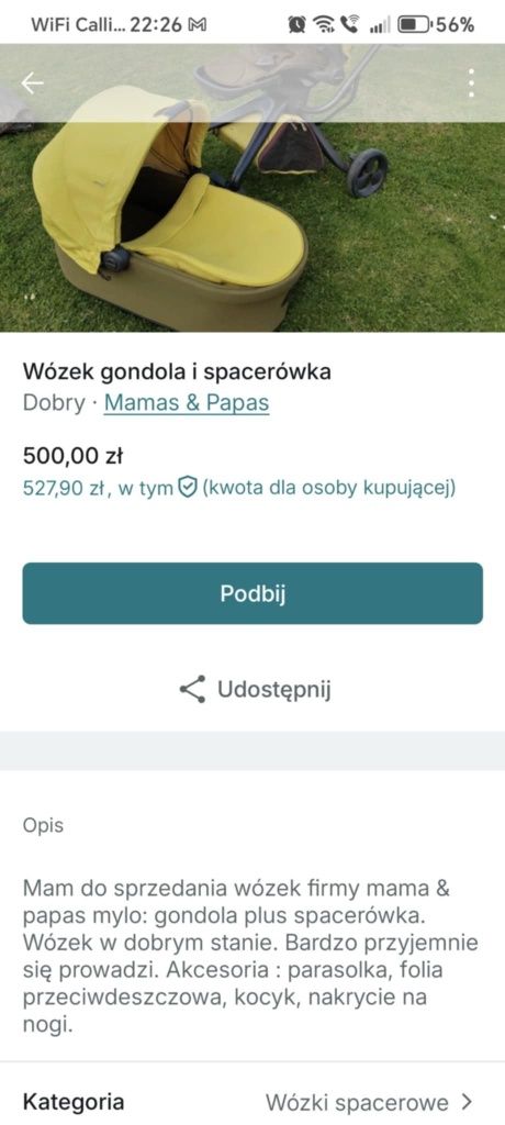 Wózek gondola spacerówka  mamas&papas